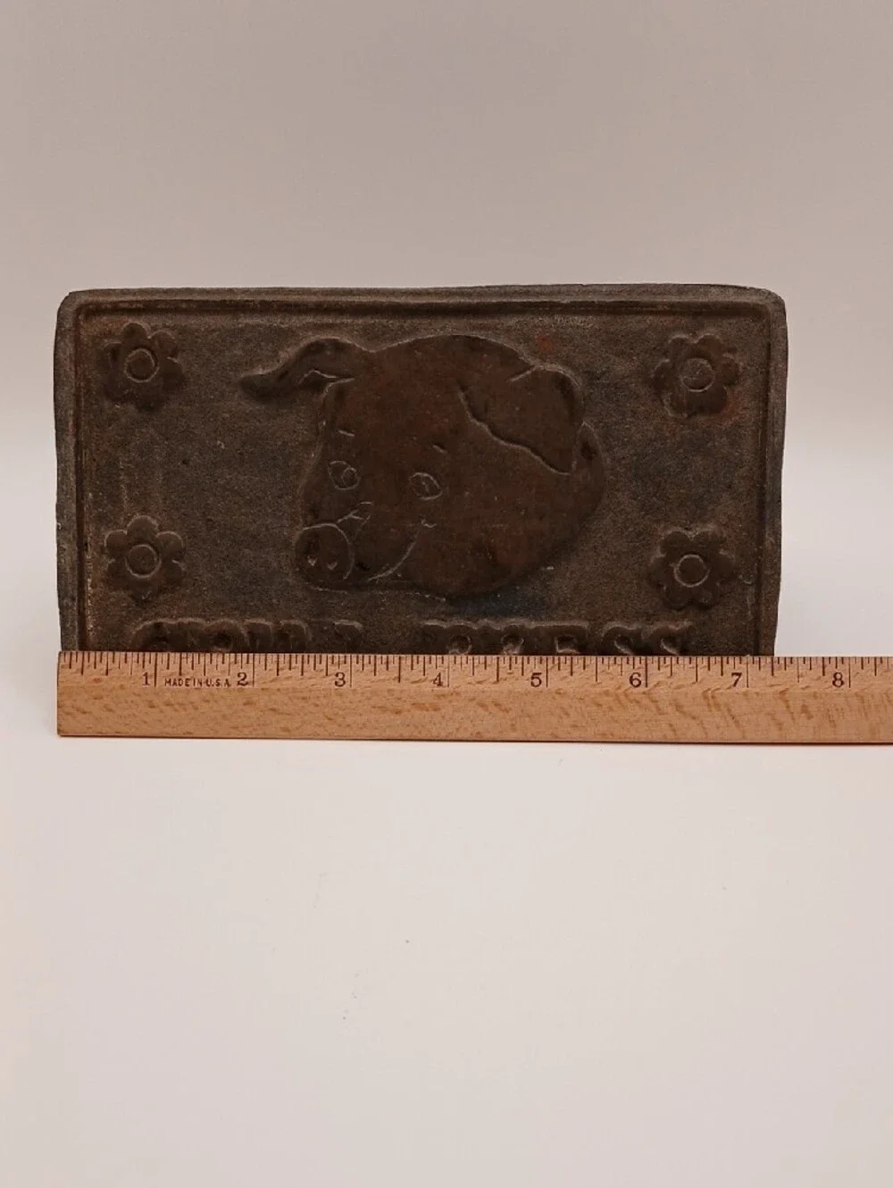 Vintage Home Town Cast Iron Pig Bacon Grill Press